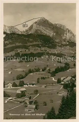 AK / Ansichtskarte Unterwasser__Toggenburg_SG Fliegeraufnahme mit Saentis und Schafberg 