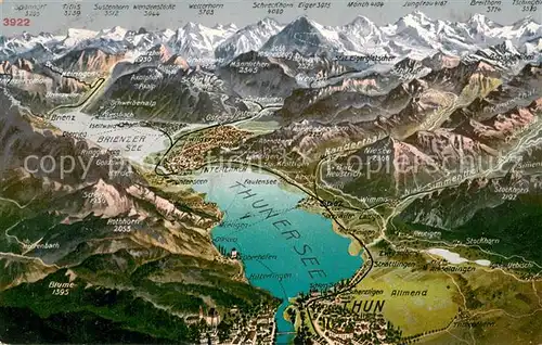 AK / Ansichtskarte Thun_BE Thunersee Panoramakarte Thun_BE