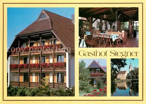 AK / Ansichtskarte Roedelsee Gasthof Gaestehaus Stegner Ausflugsziel Blick zur Kirche Roedelsee