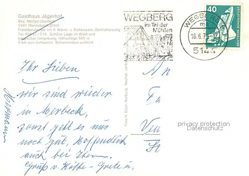 AK / Ansichtskarte Mannebach_Eifel Gasthaus Jaegerhof Freibad Kelberg Landschaftspanorama Mannebach Eifel