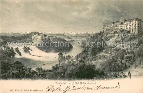 AK / Ansichtskarte Schaffhausen__SH Rheinfall mit Hotel Schweizerhof 