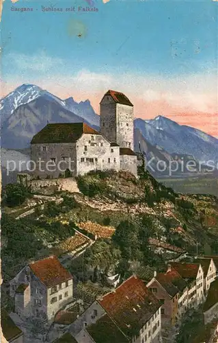 AK / Ansichtskarte Sargans_SG mit Schloss und Falknis 