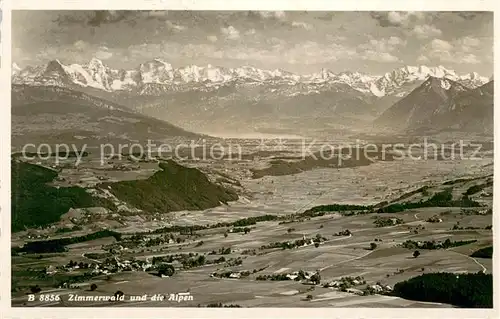 AK / Ansichtskarte Zimmerwald_BE Panorama mit Alpen Feldpost 