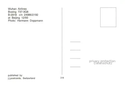 AK / Ansichtskarte Flugzeuge_Zivil Wuhan Airlines B 2918 