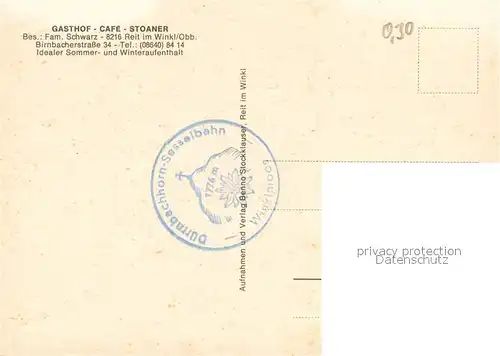 AK / Ansichtskarte Reit_Winkl Gasthof Cafe Stoaner Restaurant Winterpanorama Sommerlandschaft Alpen Reit_Winkl