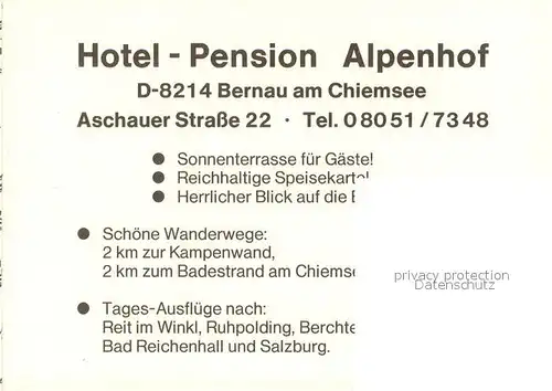 AK / Ansichtskarte Bernau_Chiemsee Hotel Pension Alpenhof Restaurant Bar Bernau Chiemsee