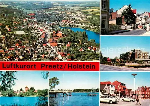 AK / Ansichtskarte Preetz_Holstein Luftbild Motive Innenstadt Partie am Wasser Preetz_Holstein