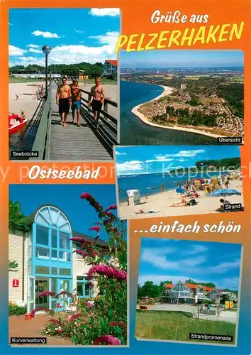 AK / Ansichtskarte Pelzerhaken Seebruecke Kurverwaltung Strand Promenade Luftbild Pelzerhaken