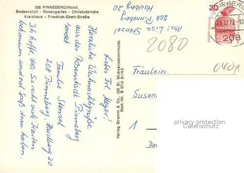 AK / Ansichtskarte Pinneberg Badeanstalt Rosengarten Christuskirche Kreishaus Friedrich Ebert Strasse Pinneberg