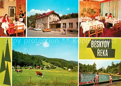 AK / Ansichtskarte Reka_Beskyda Hotel Reka Restaurant Freibad Viehweide Landschaftspanorama Reka Beskyda