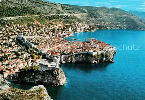 AK / Ansichtskarte Dubrovnik_Ragusa Kuestenpanorama Altstadt Festung Dubrovnik Ragusa