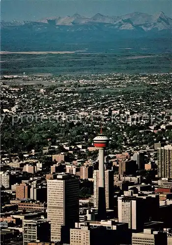 AK / Ansichtskarte Calgary Calgary Tower Canadian Rockies aerial view Calgary