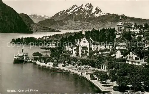 AK / Ansichtskarte Weggis_Vierwaldstaettersee Quai und Pilatus Feldpost Weggis_Vierwaldstaettersee