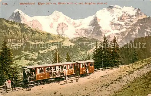 AK / Ansichtskarte Muerrenbahn mit Eiger Moench und Jungfrau Muerrenbahn