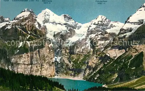 AK / Ansichtskarte Oeschinensee mit Bluemlisalp und Fruendenhorn Oeschinensee