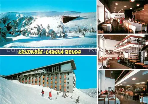 AK / Ansichtskarte Krkonose_CZ Labska bouda Bergbaude Winterpanorama Riesengebirge 