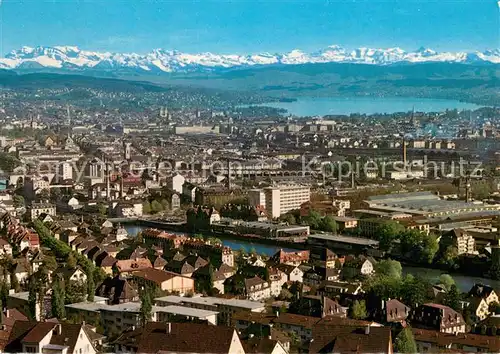 AK / Ansichtskarte Zuerich_ZH Stadtpanorama Zuerichsee Alpen Zuerich_ZH