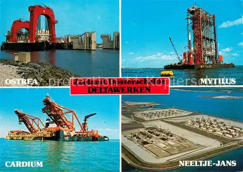 AK / Ansichtskarte Zeeland_Niederlande Oosterschelde Deltawerken Ostrea Mytilus Cardium Flugaufnahme Neeltje Jans Zeeland_Niederlande