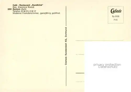 AK / Ansichtskarte Rantum_Sylt Restaurant Cafe Rundblick Teilansichten Rantum Sylt