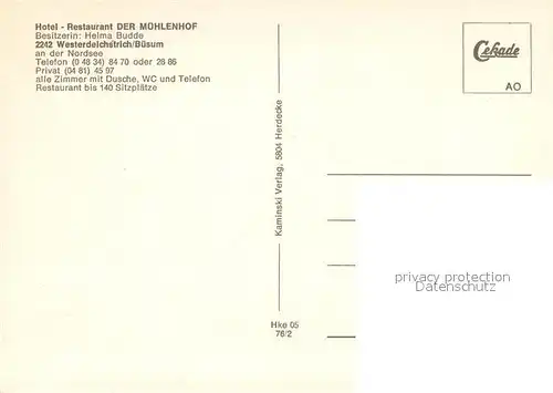 AK / Ansichtskarte Westerdeichstrich Restaurant Hotel Der Muehlenhof Aussenansicht Westerdeichstrich