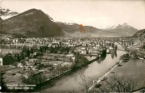 AK / Ansichtskarte Interlaken_BE und Unterseen mit Niesen Interlaken_BE