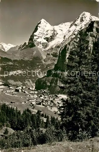 AK / Ansichtskarte Muerren_BE mit Eiger und Moench Muerren_BE
