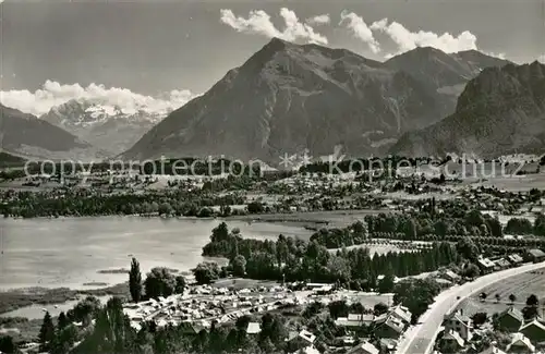 AK / Ansichtskarte Thun_BE Camp Gwatt mit Bluemlisalp und Niesen Thun_BE