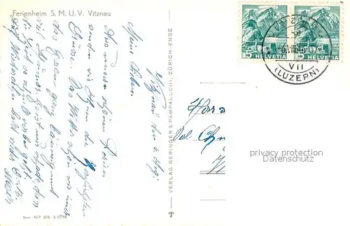 AK / Ansichtskarte Vitznau_Witznau_Vierwaldstaettersee_LU Ferienheim SMUV 