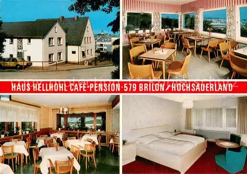 AK / Ansichtskarte Brilon Cafe Pension Hellhohl Gastraum Fremdenzimmer Brilon