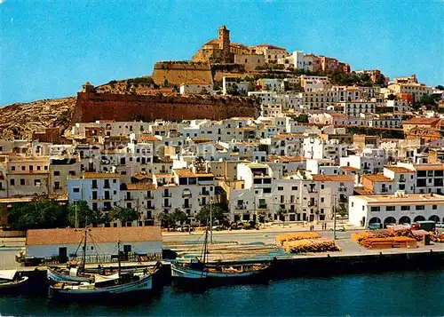 AK / Ansichtskarte Ibiza_Islas_Baleares Hafen Fischkutter Ansicht vom Meer aus Ibiza_Islas_Baleares