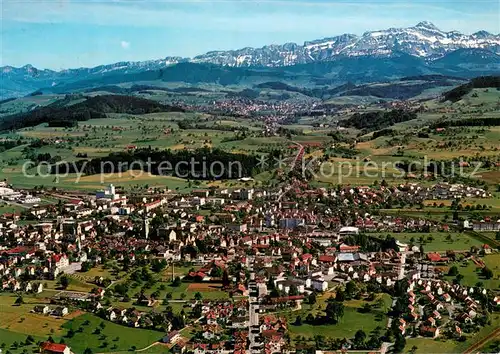 AK / Ansichtskarte Gossau_SG Blick auf Herisau und Saentis Fliegeraufnahme Gossau_SG