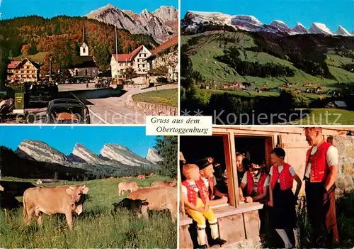 AK / Ansichtskarte Obertoggenburg Wildhaus mit Alpstein Unterwasser mit Churfirsten Alp Selamatt Toggenburger Sennen Obertoggenburg