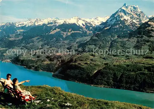 AK / Ansichtskarte Amden_SG Blick von Durchschlaege auf Walensee Kerenzerberg und Muertschenstock Amden_SG