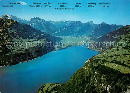 AK / Ansichtskarte Amden_SG Blick vom Kapf auf Walensee Weesen Linthebene Kerenzerberg und Glarneralpen Amden_SG