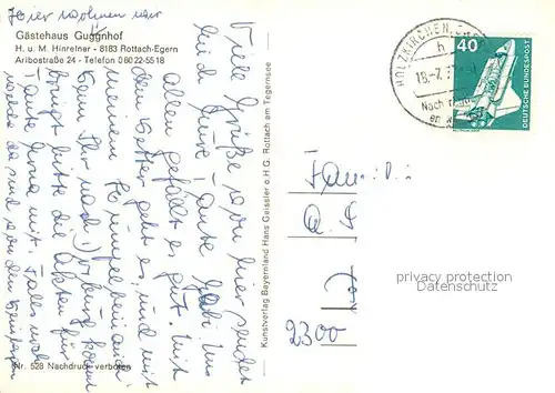 AK / Ansichtskarte Rottach Egern Gaestehaus Guggnhof Aussenansicht Rottach Egern