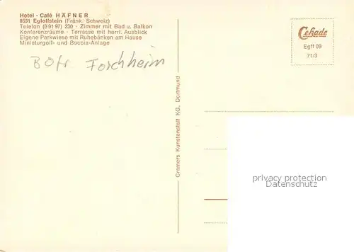 AK / Ansichtskarte Egloffstein Hotel Cafe Haefner Dorfansicht Egloffstein