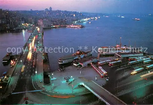 AK / Ansichtskarte Istanbul_Constantinopel Fliegeraufnahme Galata Bruecke bei Nacht Istanbul_Constantinopel