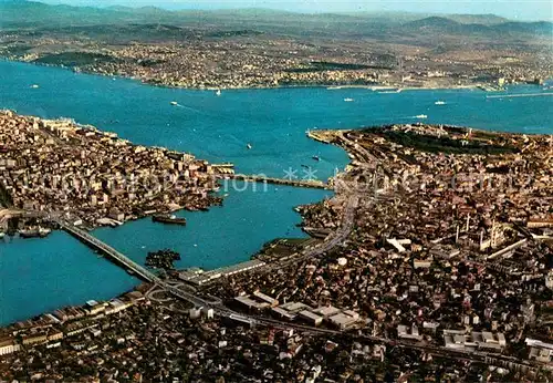 AK / Ansichtskarte Istanbul_Constantinopel Fliegeraufnahme Panorama Golden Horn Bridge Bosphorus Istanbul_Constantinopel