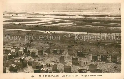 AK / Ansichtskarte Berck Plage_62 Les Cabines sur la Plage a Maree basse 