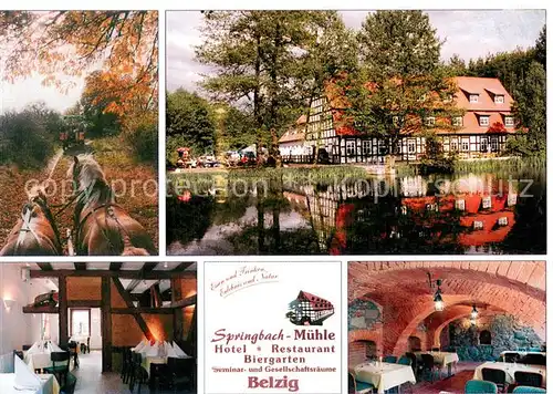 AK / Ansichtskarte Bad_Belzig Springbachmuehle Hotel Restaurant Biergarten Kremserfahrten Bad_Belzig