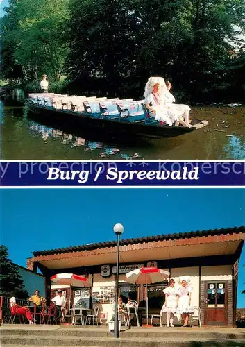 AK / Ansichtskarte Burg_Spreewald Kahnfaehre Kiosk Hafeneck Burg Spreewald