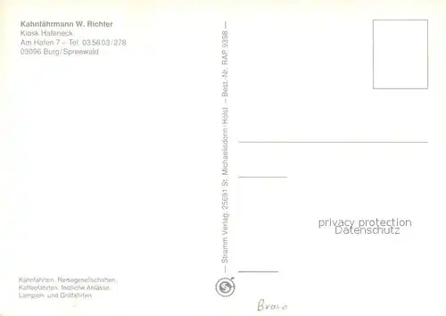 AK / Ansichtskarte Burg_Spreewald Kahnfaehre Kiosk Hafeneck Burg Spreewald