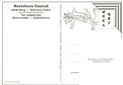 AK / Ansichtskarte Burg_Spreewald Bootshaus Conrad Kahnfaehre Wasserstrasse Burg Spreewald