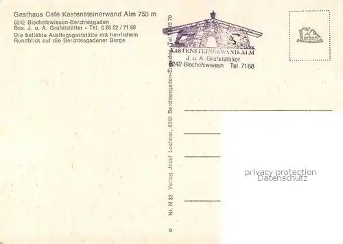 AK / Ansichtskarte Bischofswiesen Kastensteinerwand Alm Berggaststaette Fernsicht Alpenpanorama Bischofswiesen