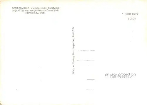 AK / Ansichtskarte Fischbachau Gebirgsmuehle mechanisches Kunstwerk von Josef Matt Kuenstlerkarte Fischbachau