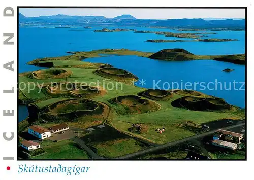 AK / Ansichtskarte Skutustadagigar_Iceland Fliegeraufnahme Krater am Mavatn See 
