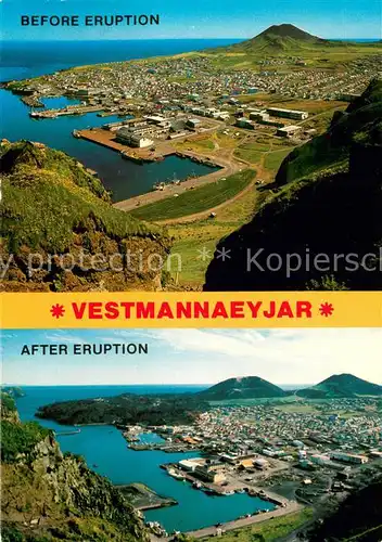 AK / Ansichtskarte Vestmannaeyjar_Iceland Before After Eruption 