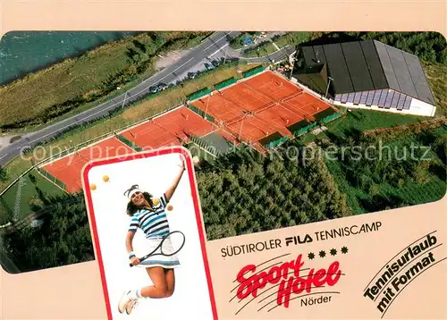 AK / Ansichtskarte Marling_Marlengo_IT Fliegeraufnahme Suedtiroler Fila Tenniscamp Sport Hotel Noerder 