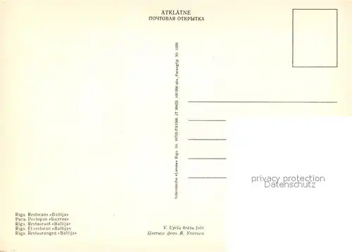 AK / Ansichtskarte Riga_Lettland Restaurant Baltija Riga_Lettland