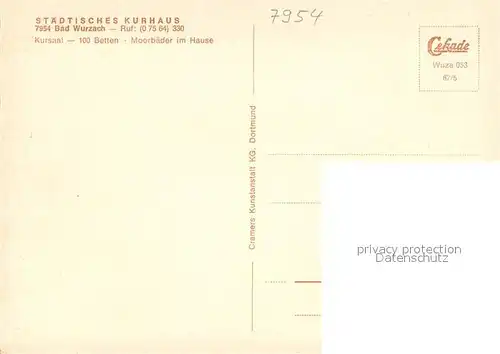 AK / Ansichtskarte Bad_Wurzach staedtisches Kurhaus Innenansicht Bad_Wurzach